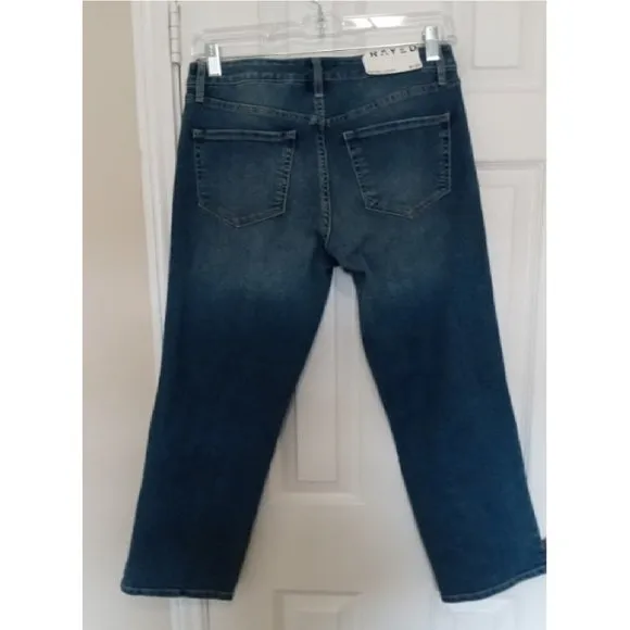 Frayed Jeans Tapered Boyfriend Mid Rise Size 25 Inseam 28&quot; ripped jeans