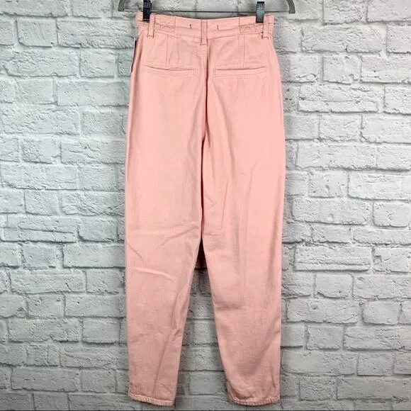 Free People We the Free City Of Lights Western Linen Blend Pink Jeans 25 NWT