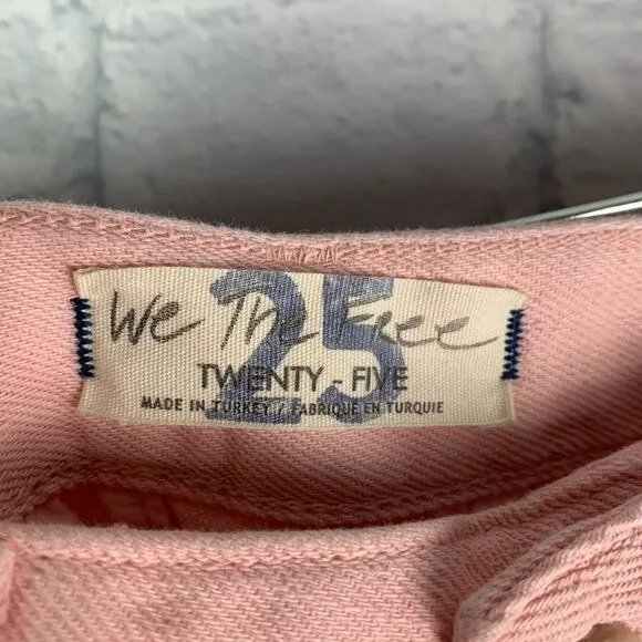 Free People We the Free City Of Lights Western Linen Blend Pink Jeans 25 NWT