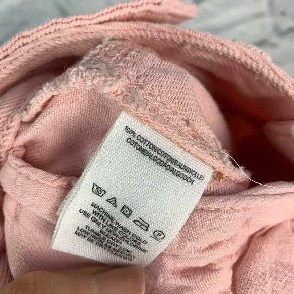 Free People We the Free City Of Lights Western Linen Blend Pink Jeans 25 NWT