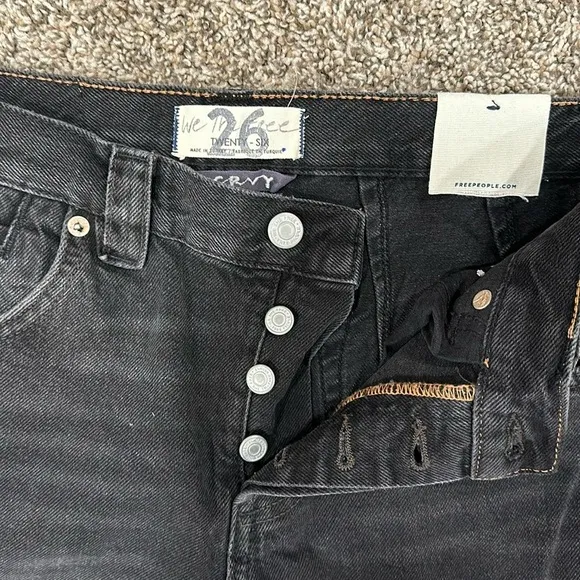 Free People We The Free Curvy Siren Low Rise Straight Leg Jeans Black