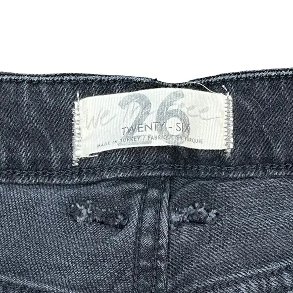 Free People We The Free Slim Boyfriend Faded Black Ripped Jeans Size 26 NWT