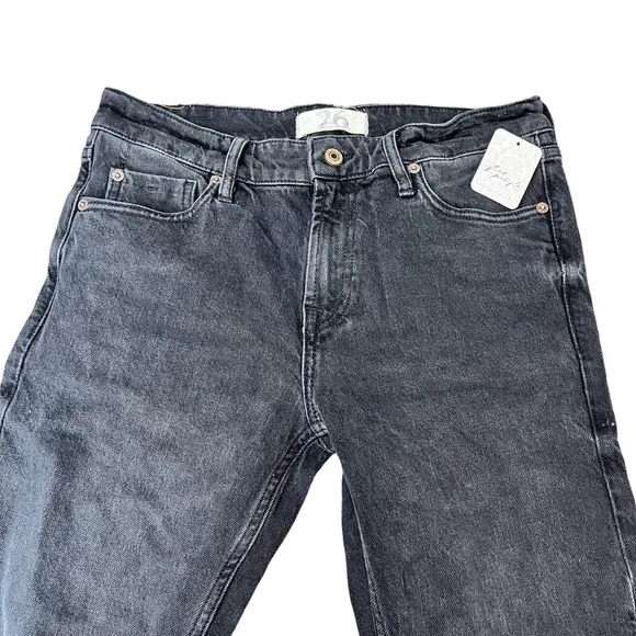 Free People We The Free Slim Boyfriend Faded Black Ripped Jeans Size 26 NWT