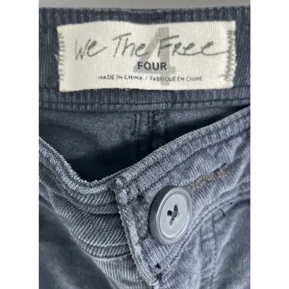 Free People Women's Fine Line Straight Leg Crop Jeans Black Corduroy Size 4 New
