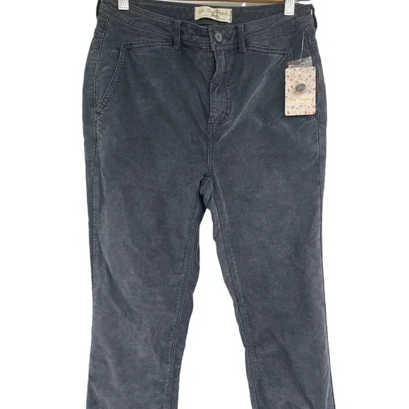 Free People Women's Fine Line Straight Leg Crop Jeans Black Corduroy Size 4 New