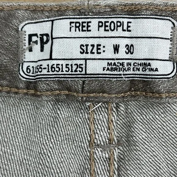 Free People Womens Size W30 Jeans Ripped Distressed Straight Leg Denim Grey