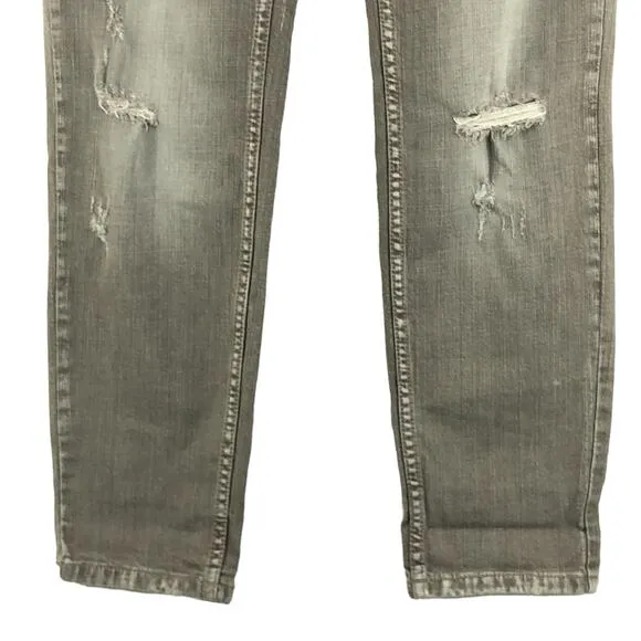 Free People Womens Size W30 Jeans Ripped Distressed Straight Leg Denim Grey
