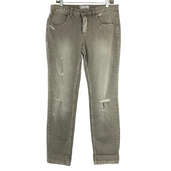 Free People Womens Size W30 Jeans Ripped Distressed Straight Leg Denim Grey
