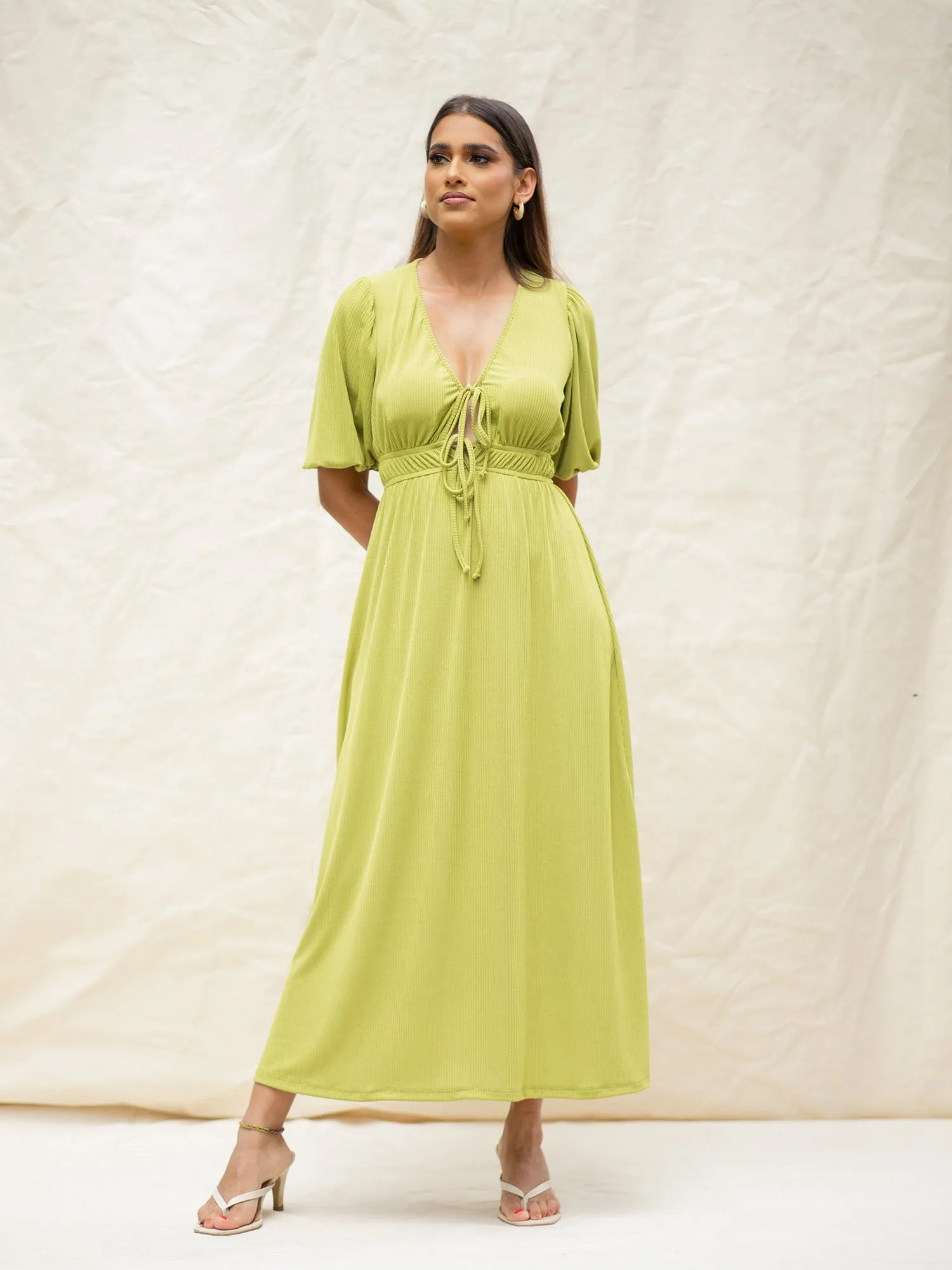Front Tieup Midi Dress
