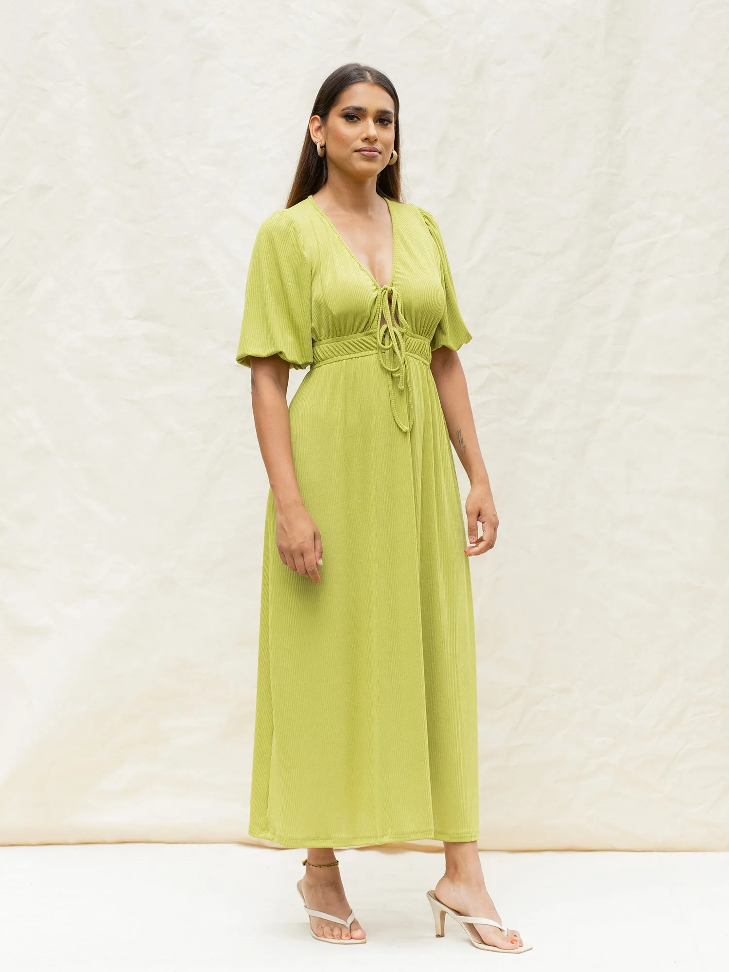 Front Tieup Midi Dress