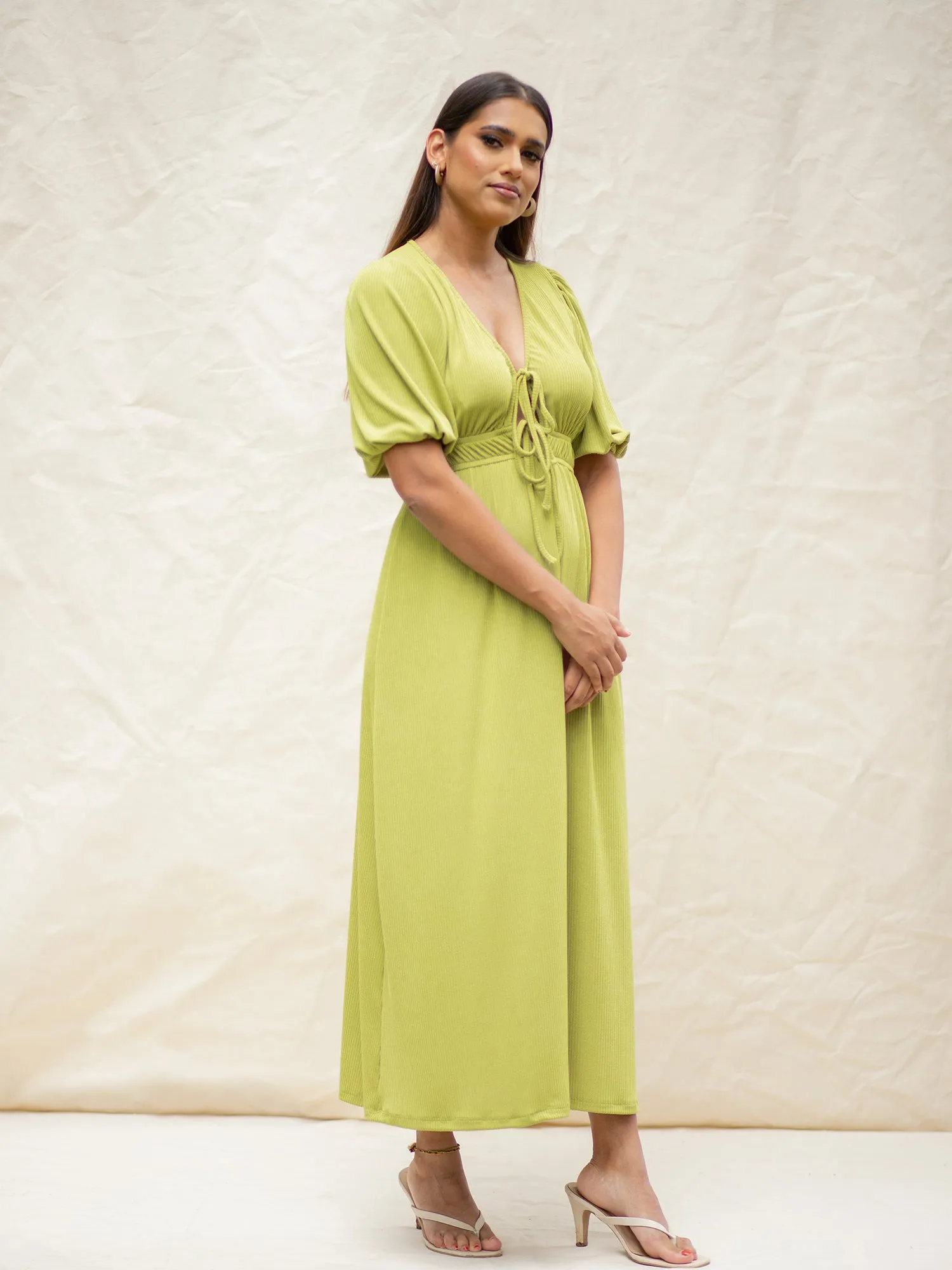 Front Tieup Midi Dress