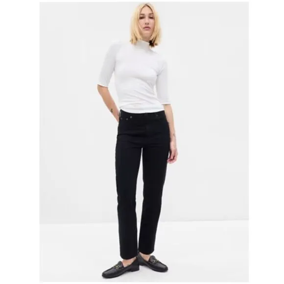 GAP 90's High Rise Cheeky Straight Leg Black Jeans Size 29/8 #728787 RT$80