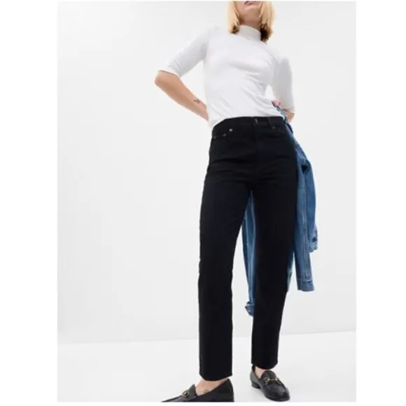 GAP 90's High Rise Cheeky Straight Leg Black Jeans Size 29/8 #728787 RT$80