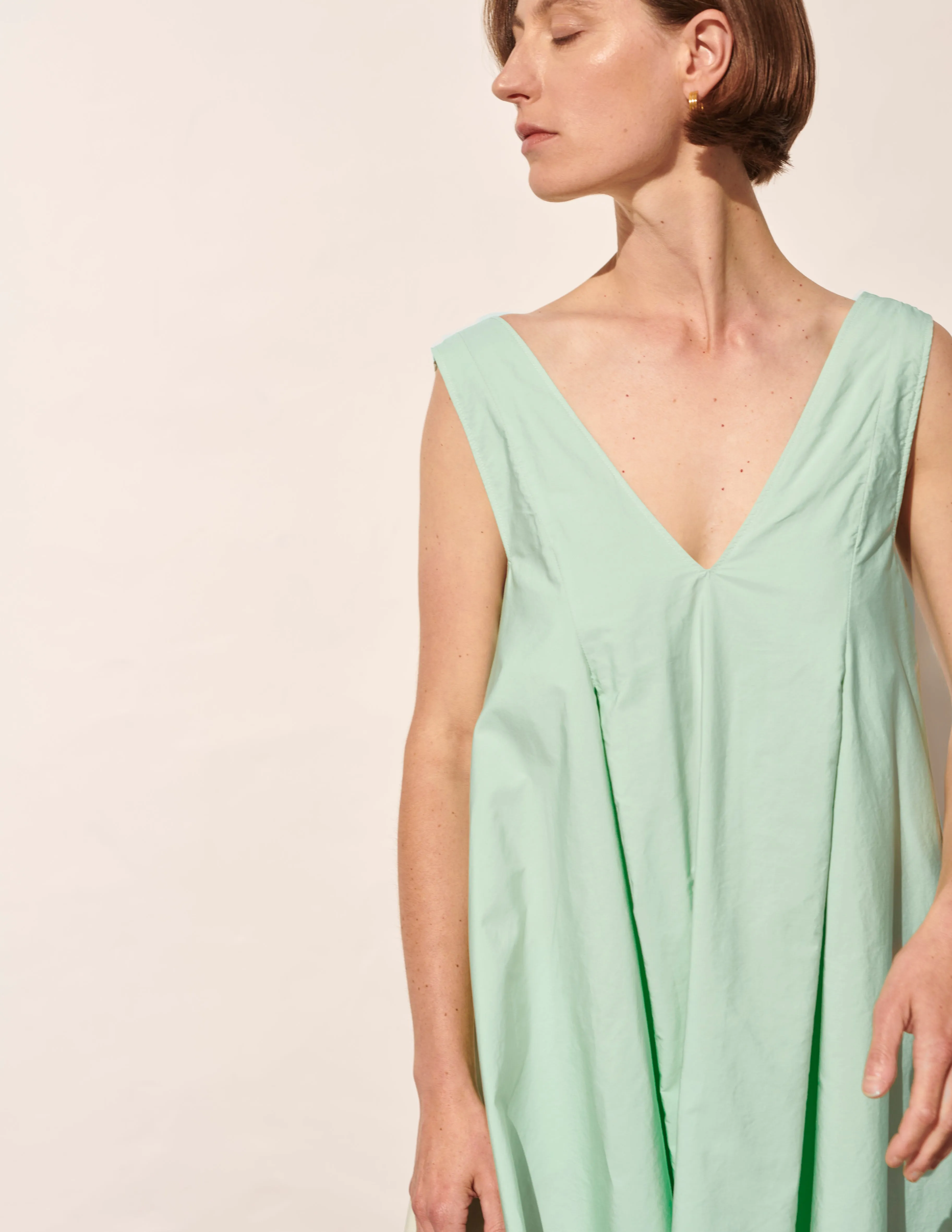 Garment Dyed Wavy Midi Dress, Minty Leaf