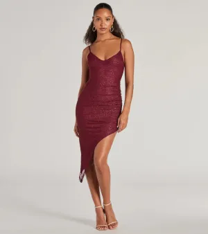 Glitzy And Glamorous Glitter Mesh Midi Dress
