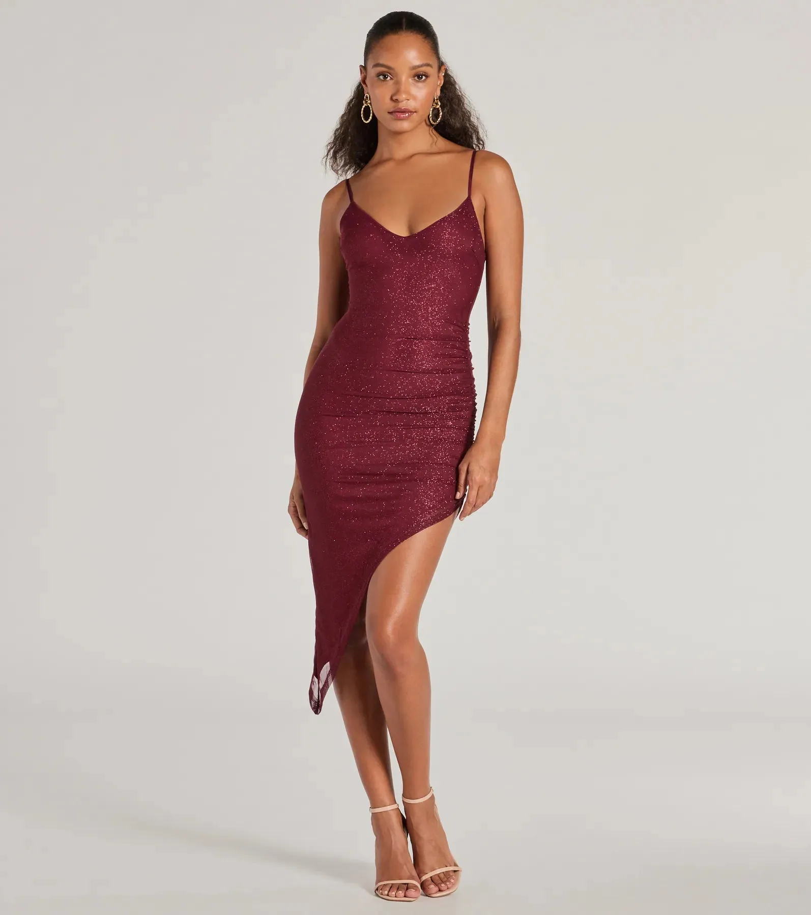 Glitzy And Glamorous Glitter Mesh Midi Dress