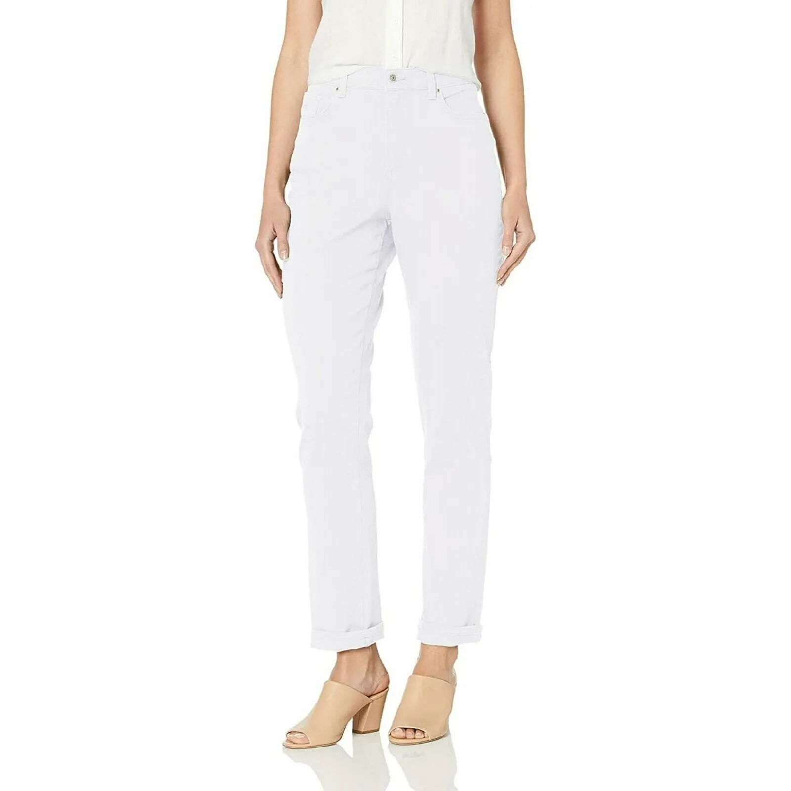 Gloria Vanderbilt Classic Amanda High Rise Tapered Jeans Crystal White 8