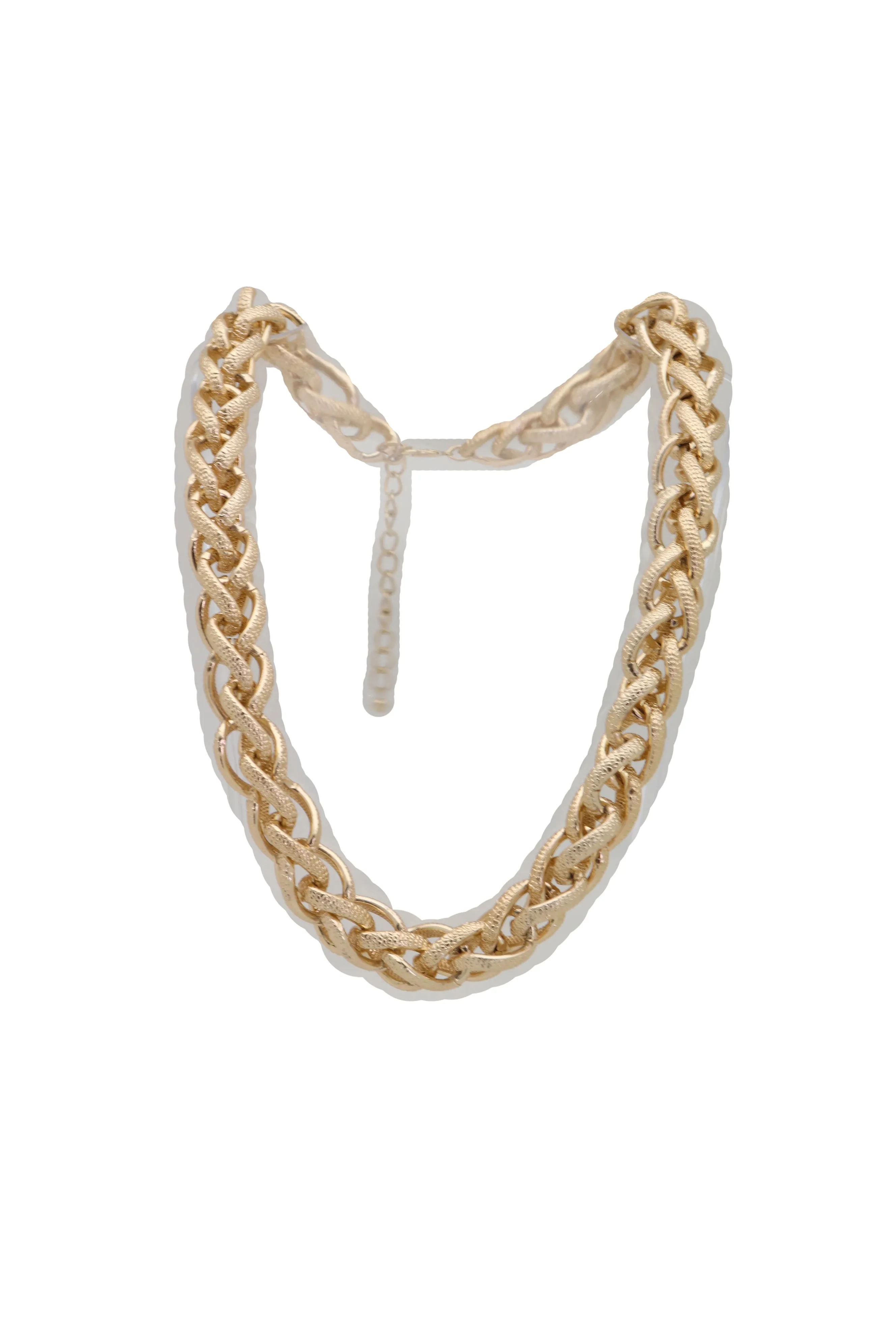 Gold Double Braided Chain Link Necklace