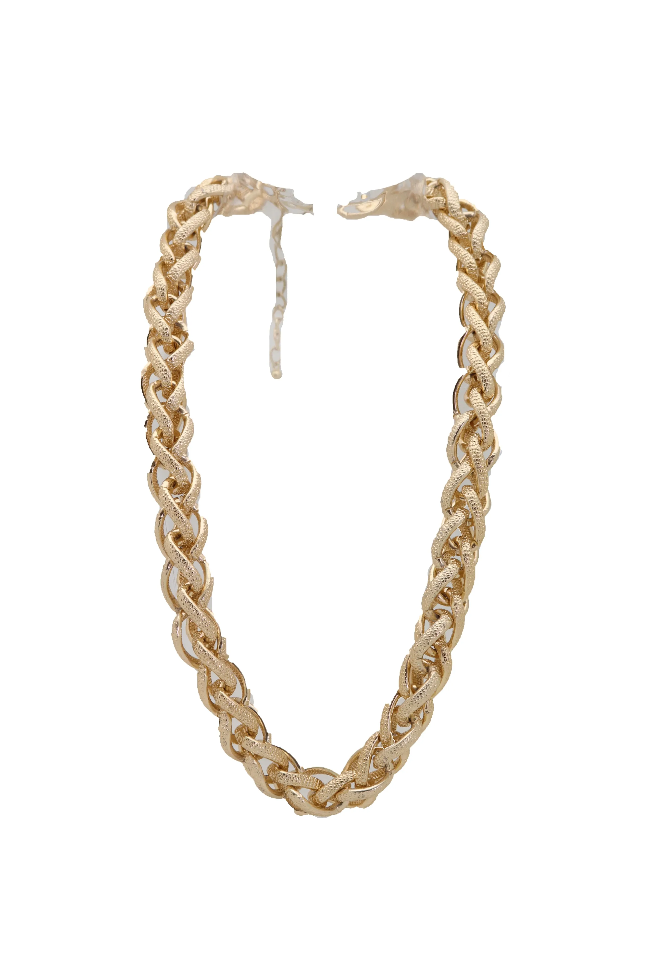 Gold Double Braided Chain Link Necklace
