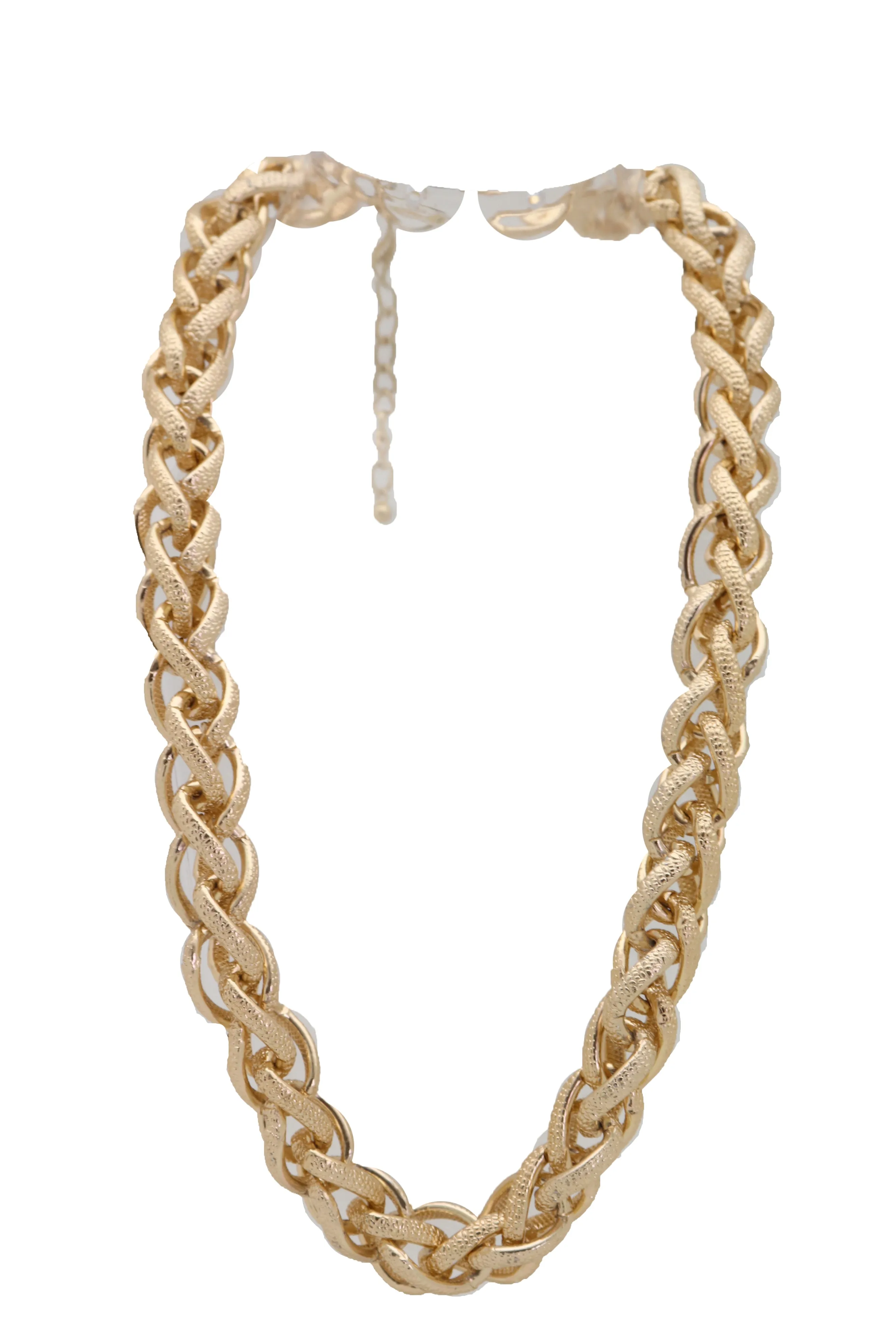 Gold Double Braided Chain Link Necklace