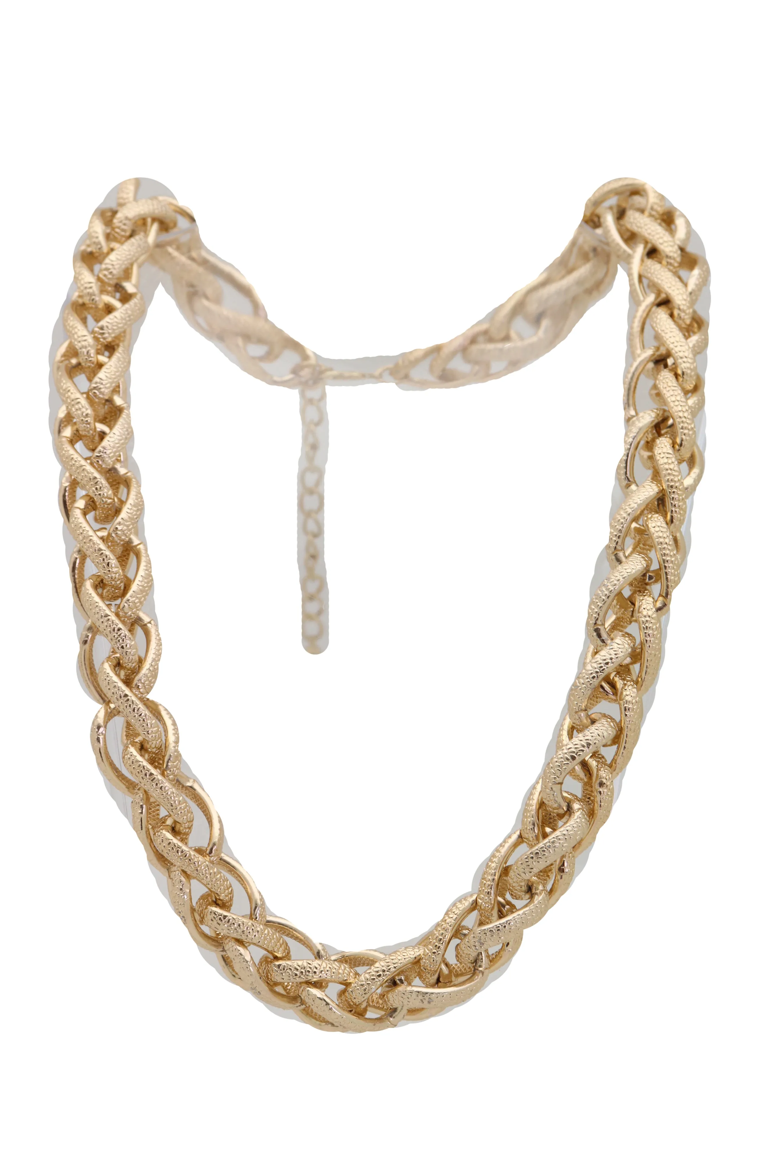 Gold Double Braided Chain Link Necklace