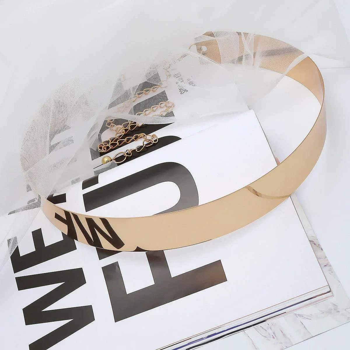 Gold Stylish Girls Ladies Women Skinny Waist Belt