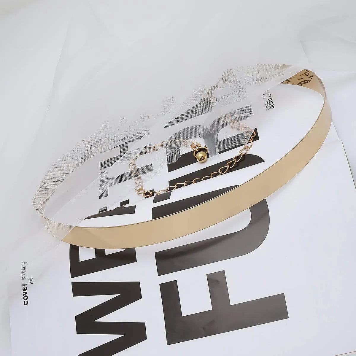 Gold Tone Stylish Waist Belt - Minimalist Skinny Belly Belt - I DO Wedding Sash