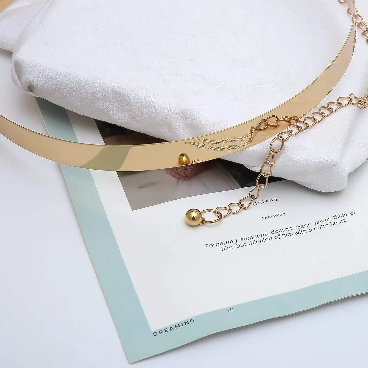 Gold Tone Stylish Waist Belt - Minimalist Skinny Belly Belt - I DO Wedding Sash