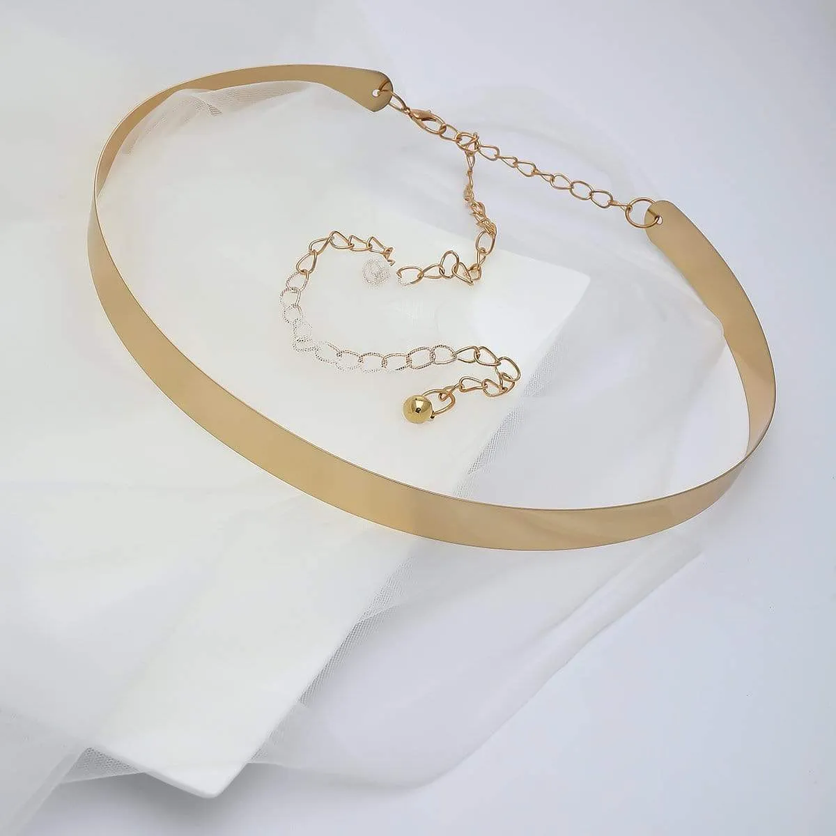 Gold Tone Stylish Waist Belt - Minimalist Skinny Belly Belt - I DO Wedding Sash