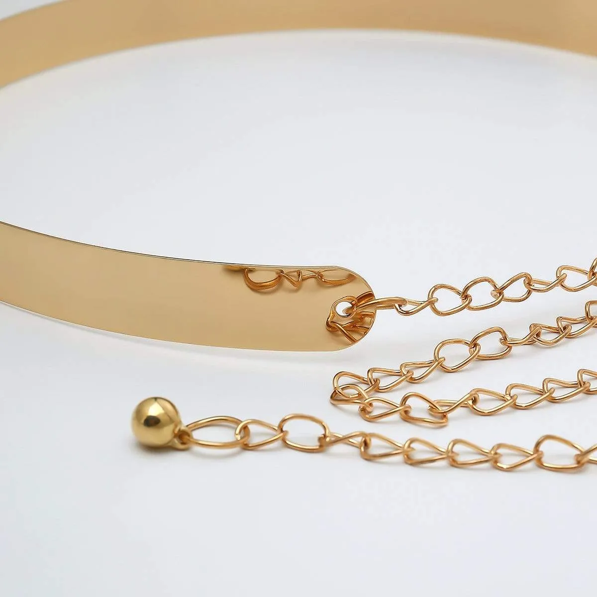 Gold Tone Stylish Waist Belt - Minimalist Skinny Belly Belt - I DO Wedding Sash