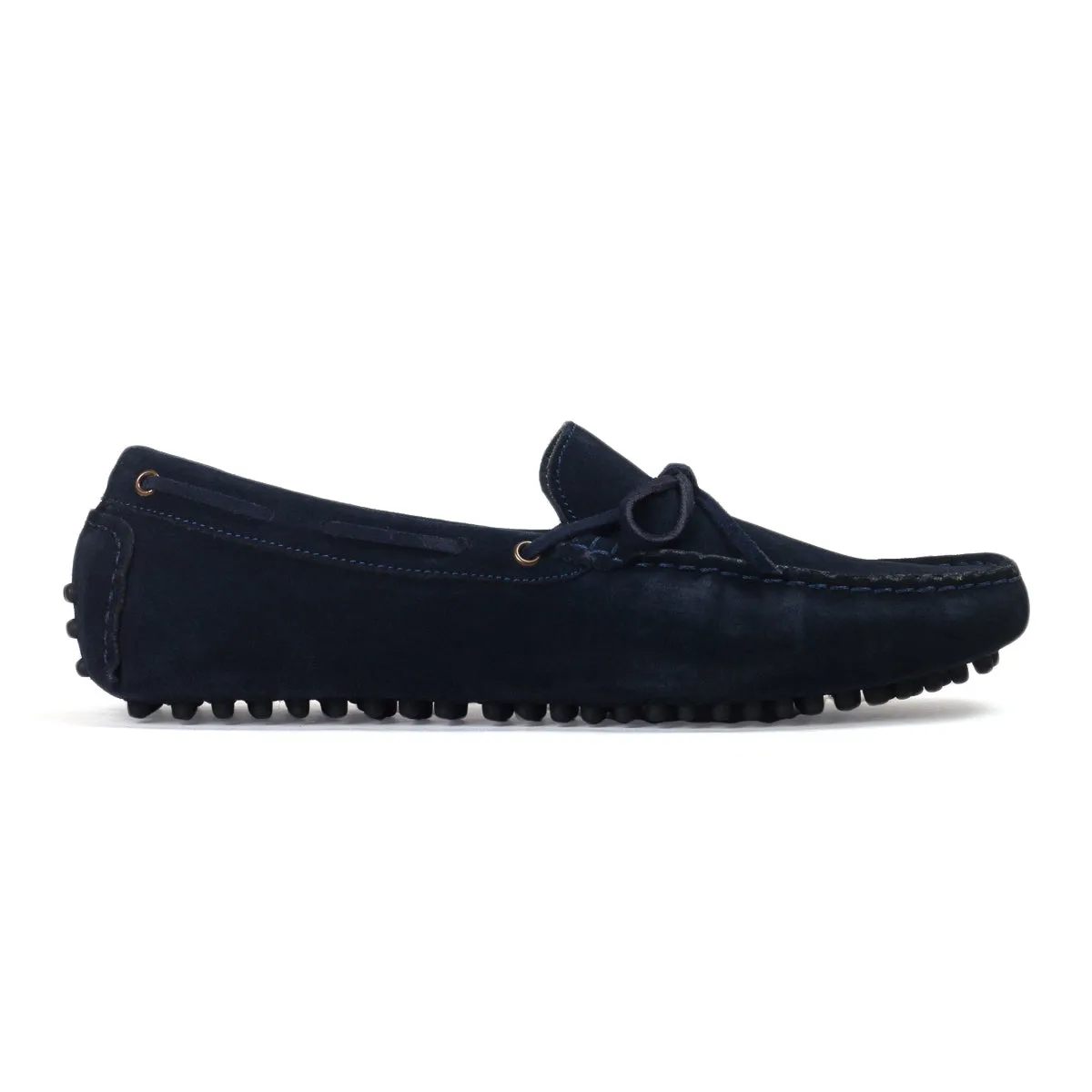 Gommino Suede Bow Loafers (Navy)