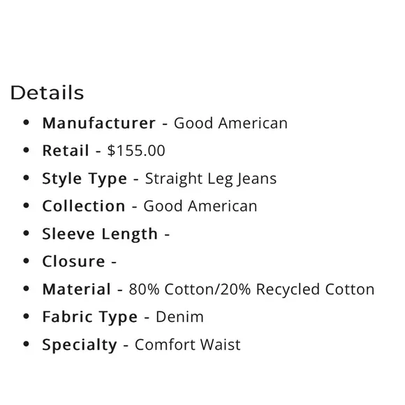 Good American 90s Duster Straight Leg Jeans