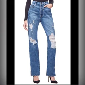 Good American Good Boy High Rise Ripped Boyfriend Jeans Size 2