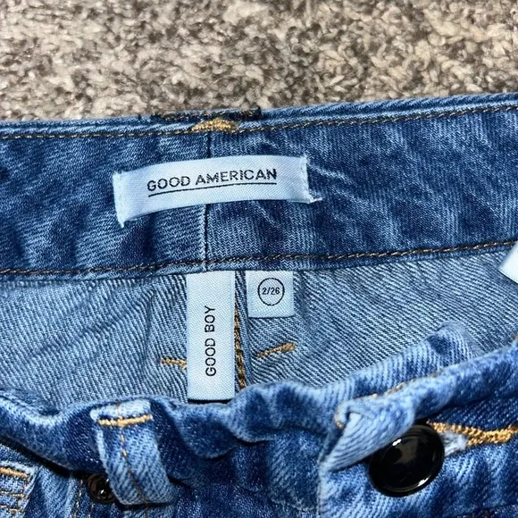 Good American Good Boy High Rise Ripped Boyfriend Jeans Size 2