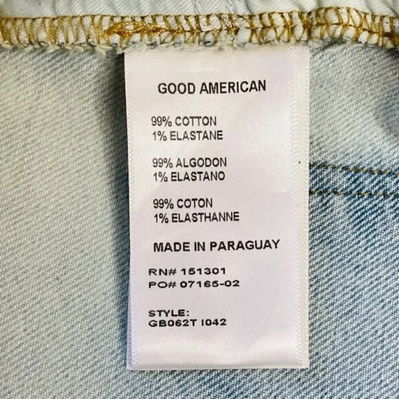 GOOD AMERICAN Good Boy Ripped Straight Leg Wide Release Hem Jeans - Size 0/25