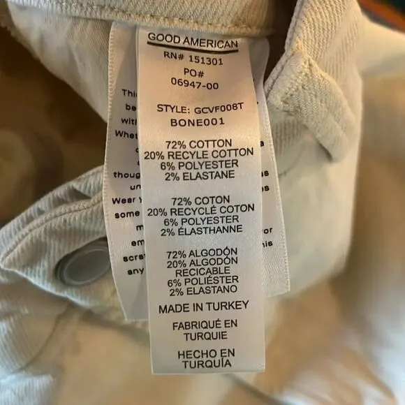 Good American Good Classic Jeans, Bone, 15!