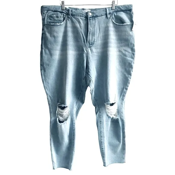 Good American Good Legs Ripped Crop Skinny Jeans in Indigo 148 Plus Size 22