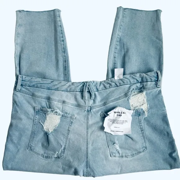 Good American Good Legs Ripped Crop Skinny Jeans in Indigo 148 Plus Size 22