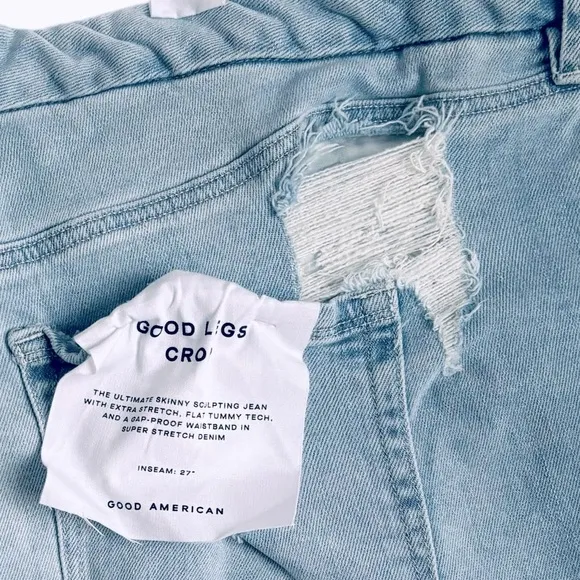 Good American Good Legs Ripped Crop Skinny Jeans in Indigo 148 Plus Size 22