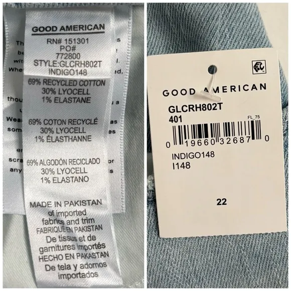 Good American Good Legs Ripped Crop Skinny Jeans in Indigo 148 Plus Size 22