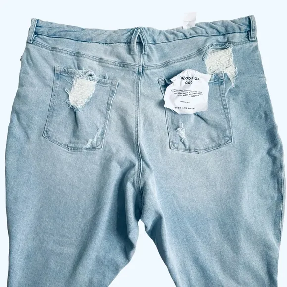 Good American Good Legs Ripped Crop Skinny Jeans in Indigo 148 Plus Size 22
