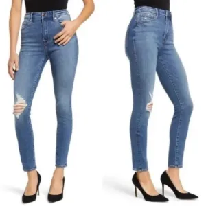 Good American Good Waist Distressed Skinny Ankle Jeans Blue476 💙 size 8/29