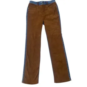Good American Good Icon Mixed Media Denim and Faux Suede Straight Jeans Sz 10/30
