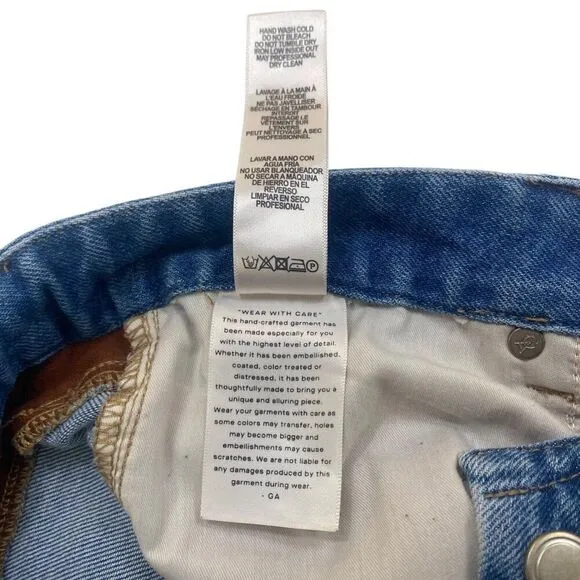Good American Good Icon Mixed Media Denim and Faux Suede Straight Jeans Sz 10/30