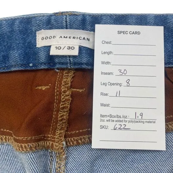Good American Good Icon Mixed Media Denim and Faux Suede Straight Jeans Sz 10/30