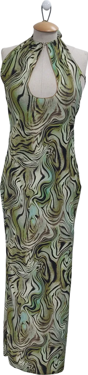 Green Animal Print Midi Dress UK S/M