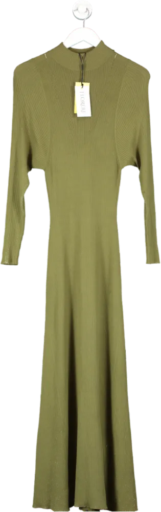 Green Florere Knit Rib Midi Dress UK 8