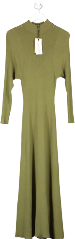 Green Florere Knit Rib Midi Dress UK 8