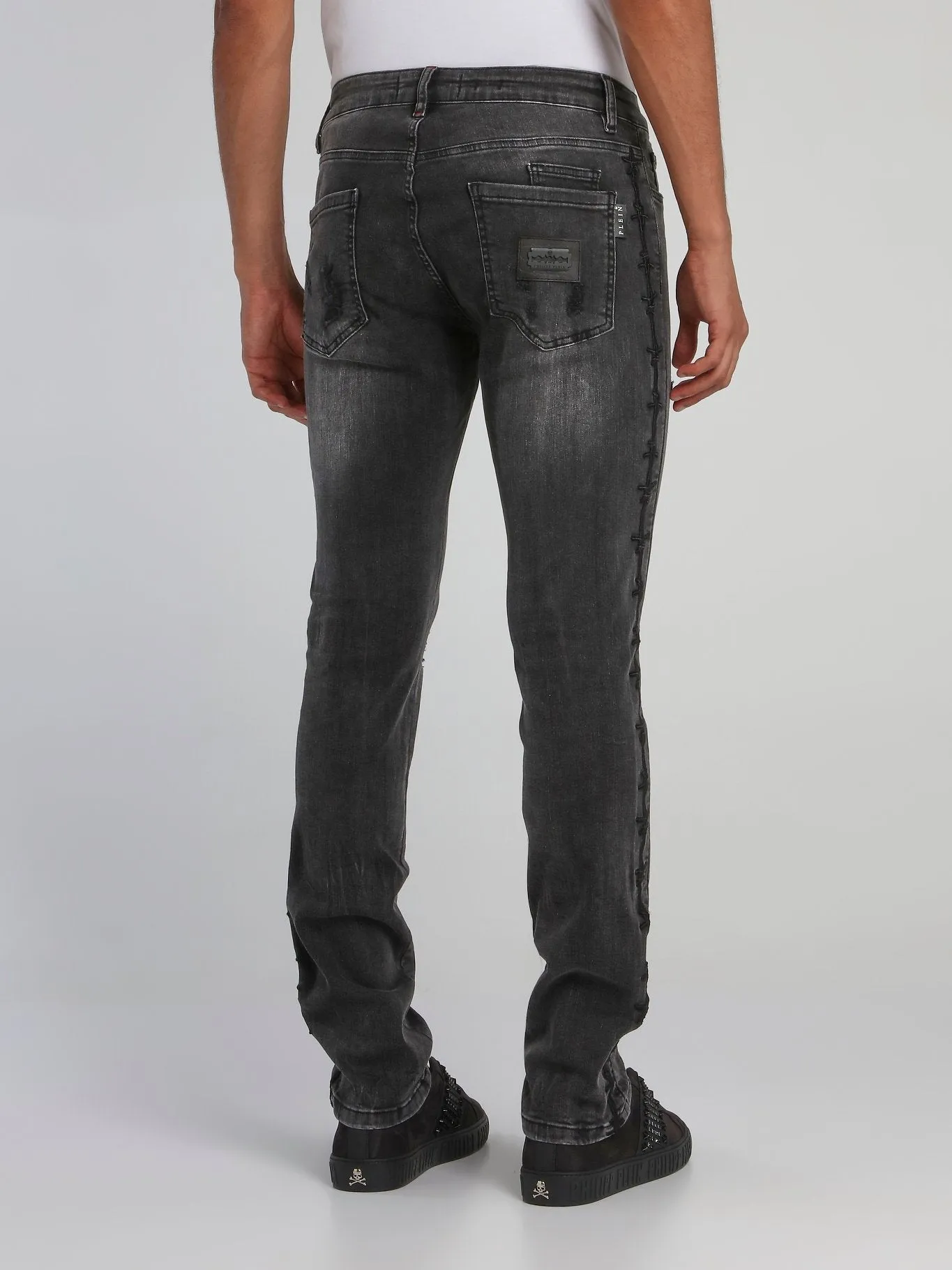 Grey Tattered Skinny Jeans