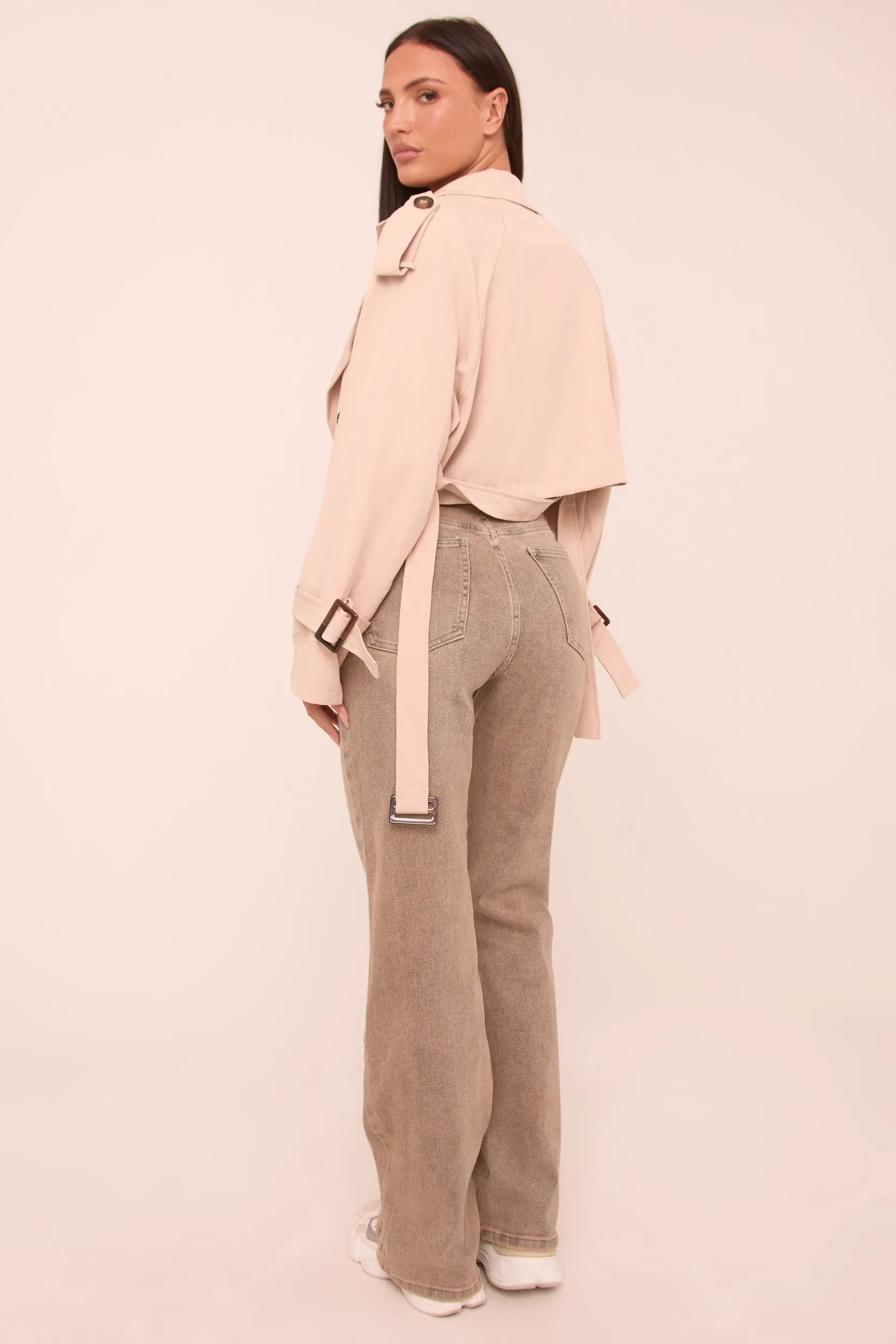 Grey Washed Stretch Mid Waist Straight Leg Denim Jeans - Remy